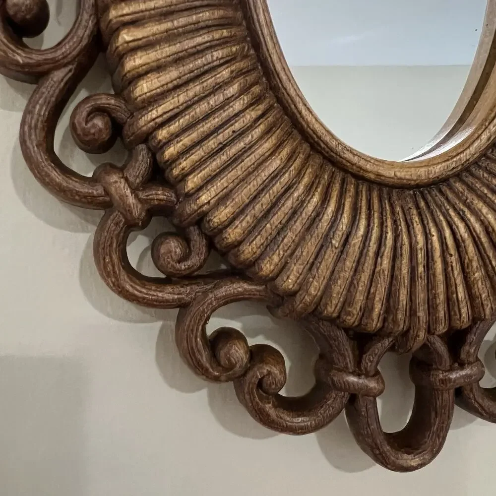 Vintage Wall Mirrors Pair HOMCO Faux Wood Oval Gallery Wall French Provincial